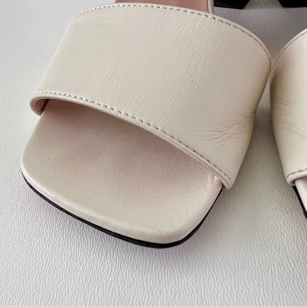 GUCCI || Bamboo Buckle Mule Sandals White Leather Block Heel EU 37 - Picture 5 of 16